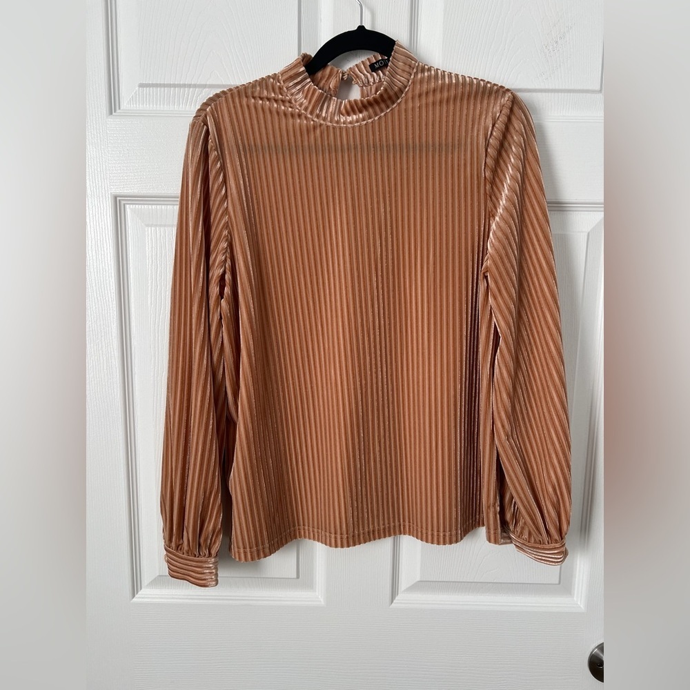 MOTF Tan Ribbed Blouse